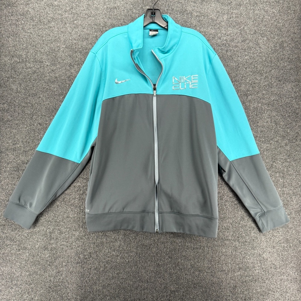 Nike Elite Jacket Mens XXL Colorblock Blue Gray Full Zip Long Sleeve Athleisure